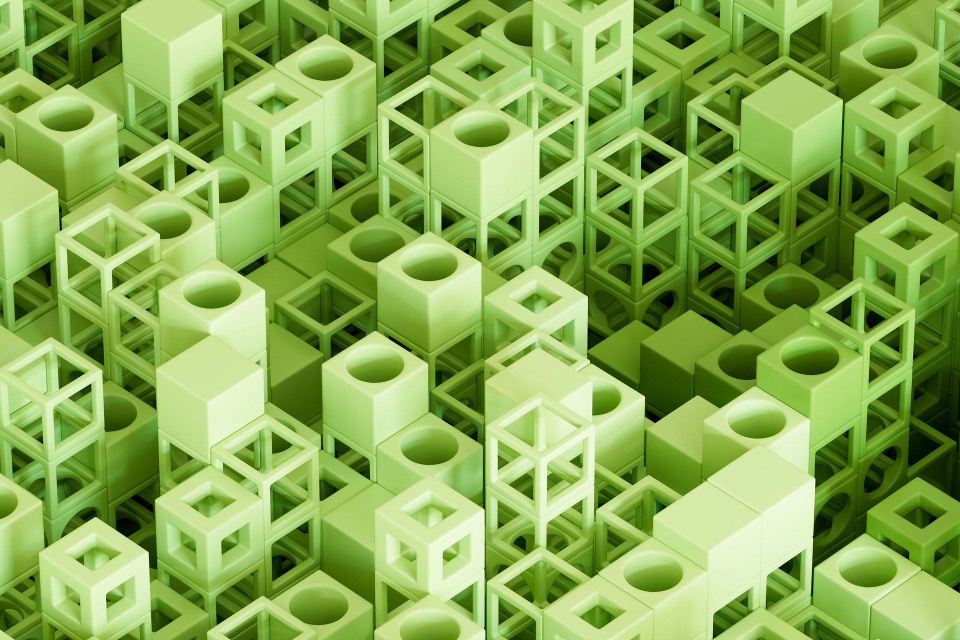 Sustainability concept with green cube block shapes